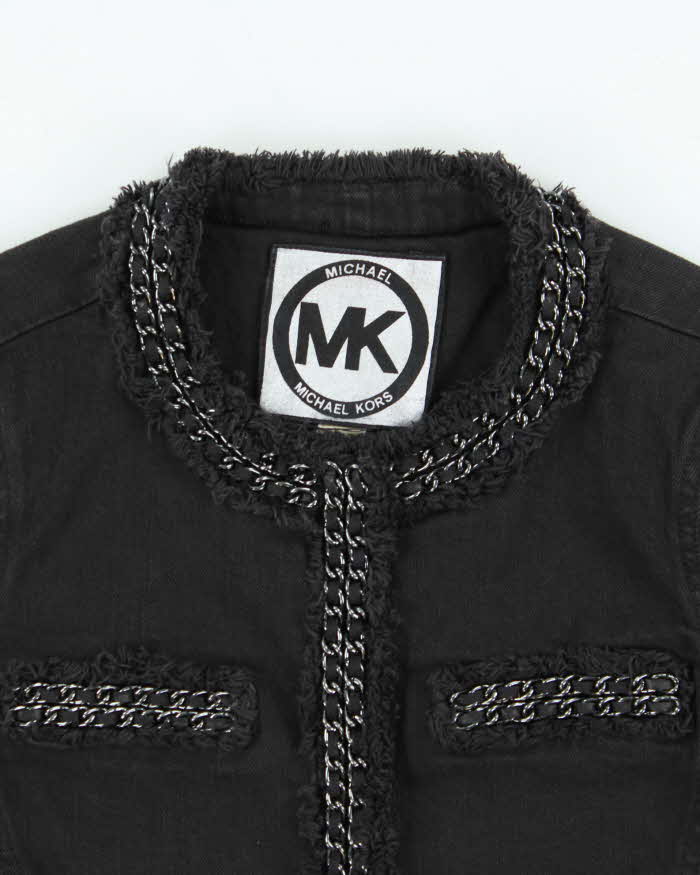 Vintage Women's Michael Kors Chain Detail Cropped Denim Jacket - XS