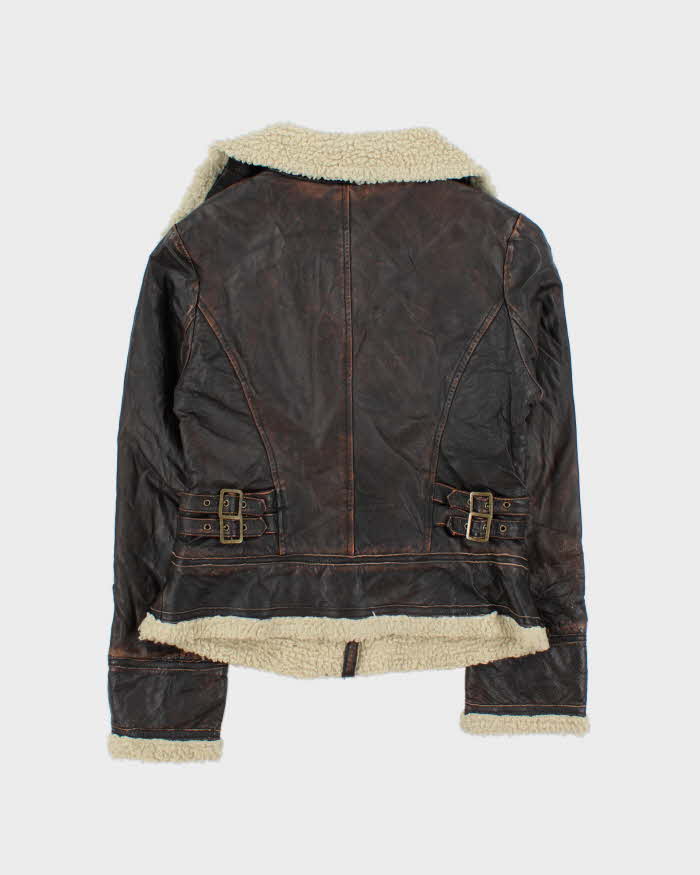 Vintage Y2K 00s Michael Kors Shearling Leather Aviator Flight Jacket - S