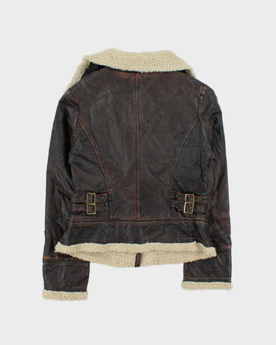 Vintage Y2K 00s Michael Kors Shearling Leather Aviator Flight Jacket - S