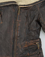 Vintage Y2K 00s Michael Kors Shearling Leather Aviator Flight Jacket - S