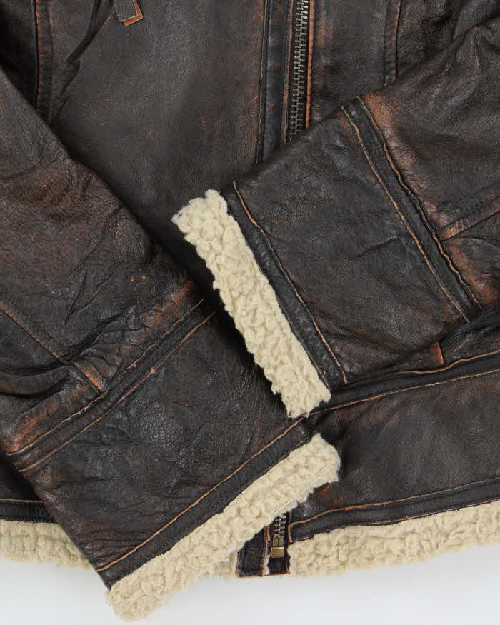 Vintage Y2K 00s Michael Kors Shearling Leather Aviator Flight Jacket - S