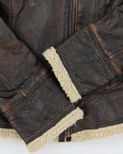 Vintage Y2K 00s Michael Kors Shearling Leather Aviator Flight Jacket - S