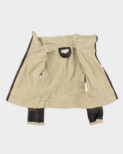 Vintage Y2K 00s Michael Kors Shearling Leather Aviator Flight Jacket - S