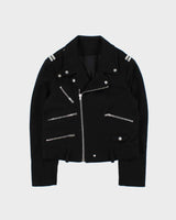 The Kooples Women's Black Wool Asymmetric Biker Jacket - L