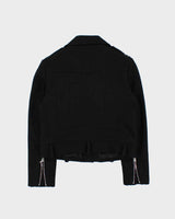The Kooples Women's Black Wool Asymmetric Biker Jacket - L
