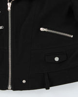 The Kooples Women's Black Wool Asymmetric Biker Jacket - L