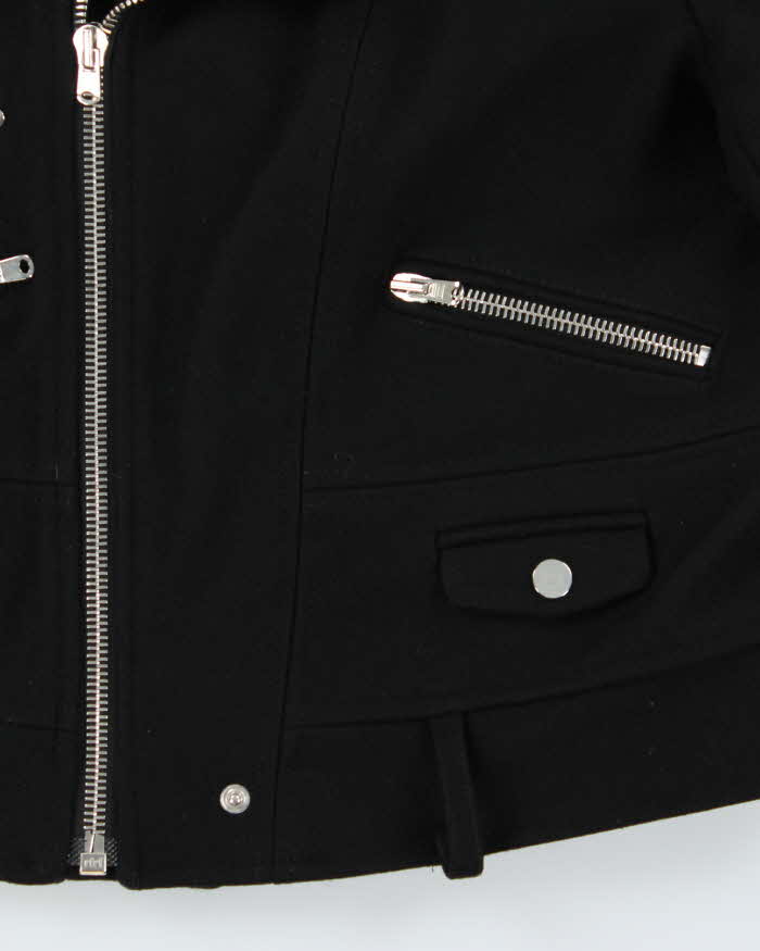 The Kooples Women's Black Wool Asymmetric Biker Jacket - L