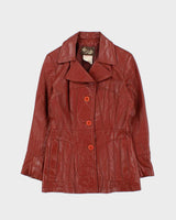 Vintage 1970s Sears Place De La Mode Women's Mahogany Leather Jacket - S