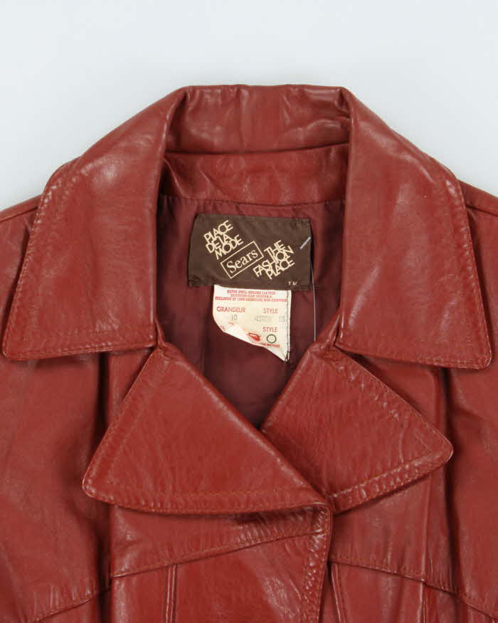 Vintage 1970s Sears Place De La Mode Women's Mahogany Leather Jacket - S
