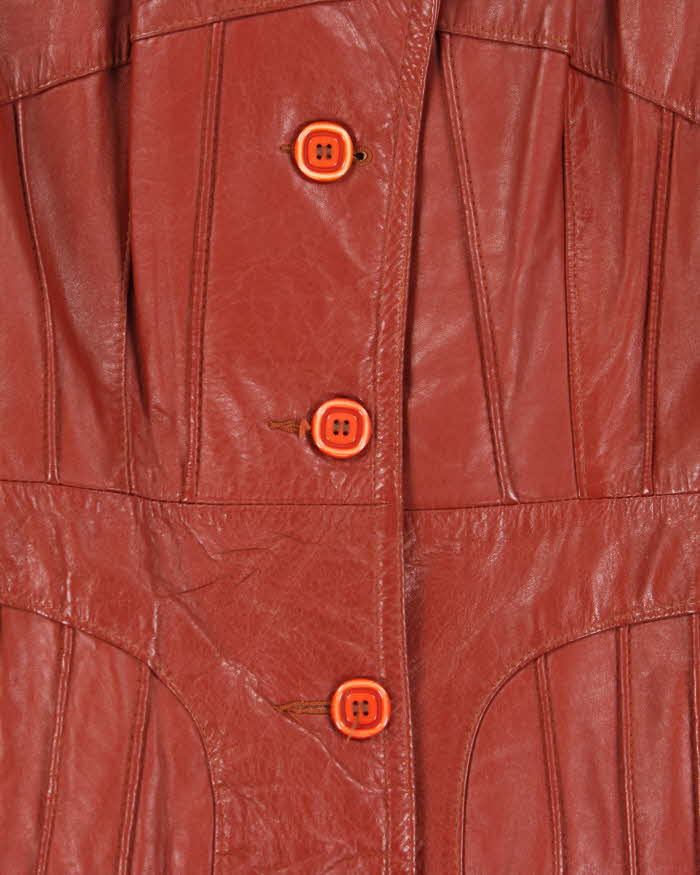 Vintage 1970s Sears Place De La Mode Women's Mahogany Leather Jacket - S
