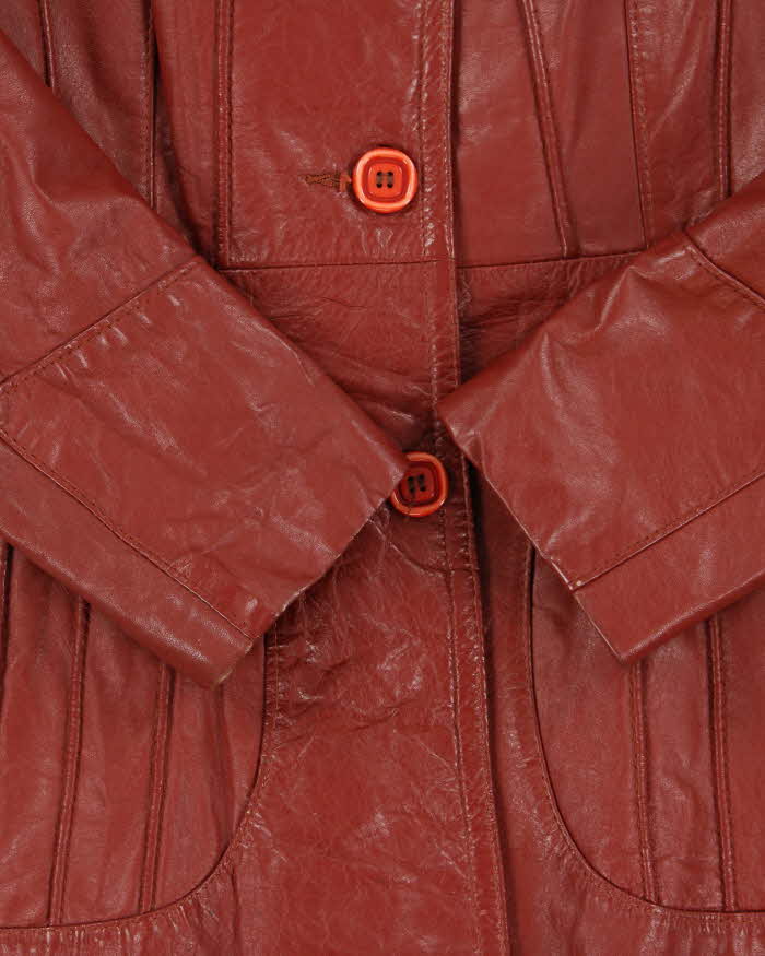 Vintage 1970s Sears Place De La Mode Women's Mahogany Leather Jacket - S