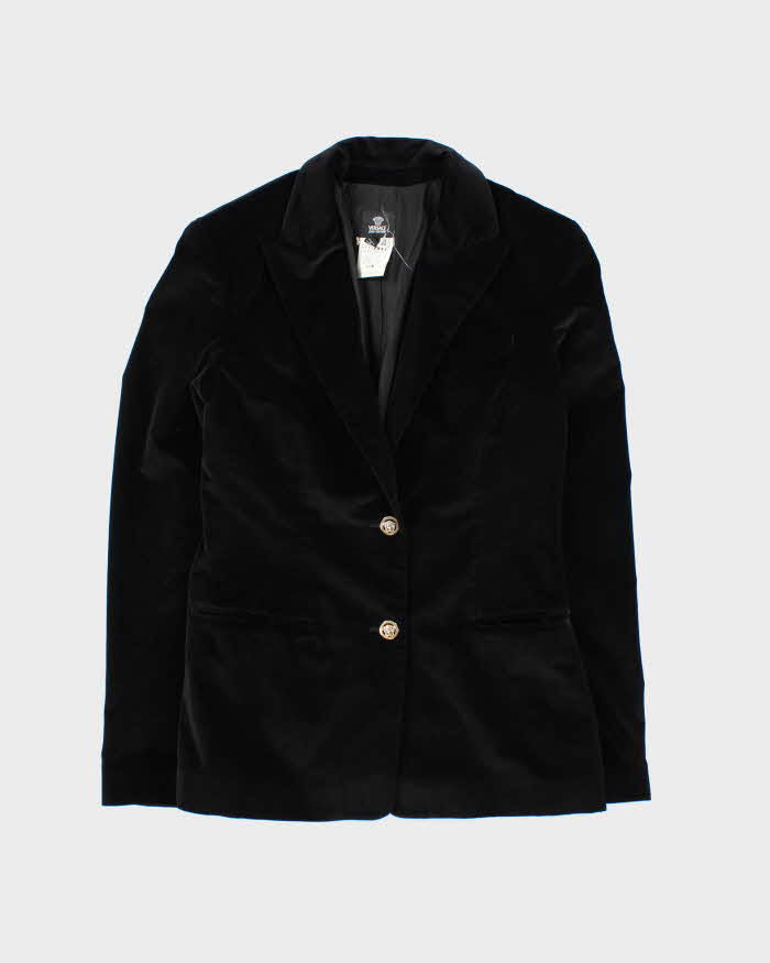 Vintage Y2K 00s Versace Jeans Couture Gold Medusa Velvet Women's Blazer - XL