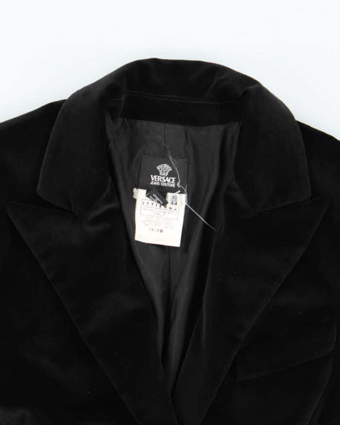 Vintage Y2K 00s Versace Jeans Couture Gold Medusa Velvet Women's Blazer - XL