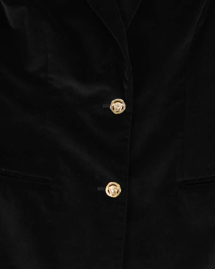 Vintage Y2K 00s Versace Jeans Couture Gold Medusa Velvet Women's Blazer - XL