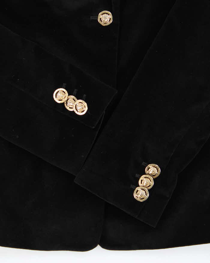 Vintage Y2K 00s Versace Jeans Couture Gold Medusa Velvet Women's Blazer - XL