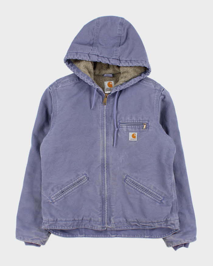 Vintage Y2K 00s Women's Carhartt Sandstone Sierra Lavender Sherpa Lined Hooded Workwear Jacket - M