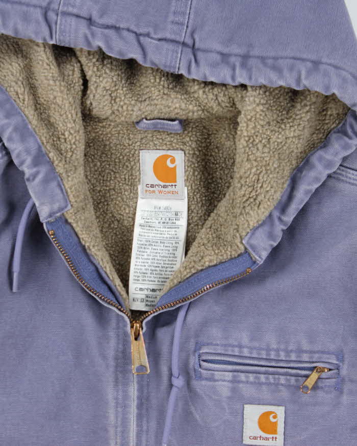 Vintage Y2K 00s Women's Carhartt Sandstone Sierra Lavender Sherpa Lined Hooded Workwear Jacket - M