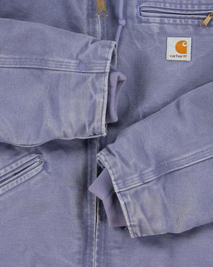 Vintage Y2K 00s Women's Carhartt Sandstone Sierra Lavender Sherpa Lined Hooded Workwear Jacket - M