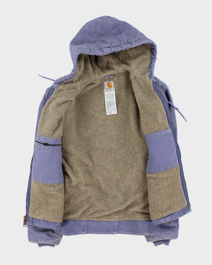 Vintage Y2K 00s Women's Carhartt Sandstone Sierra Lavender Sherpa Lined Hooded Workwear Jacket - M