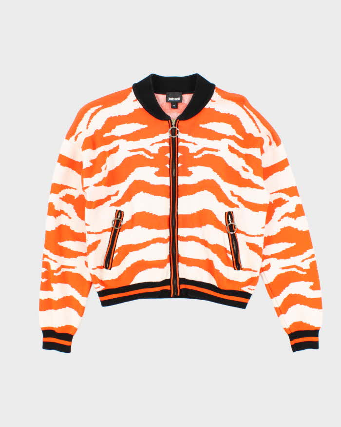 FW2015 Just Cavalli Animal Print Women's Heavyweight Boxy Bomber Jacket - XS