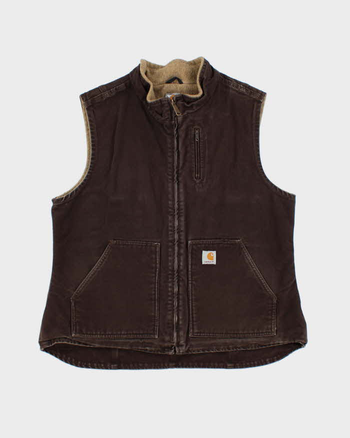 Vintage Y2K 00s Carhartt Sandstone Blanket Lined Women's Workwear Gilet - XL