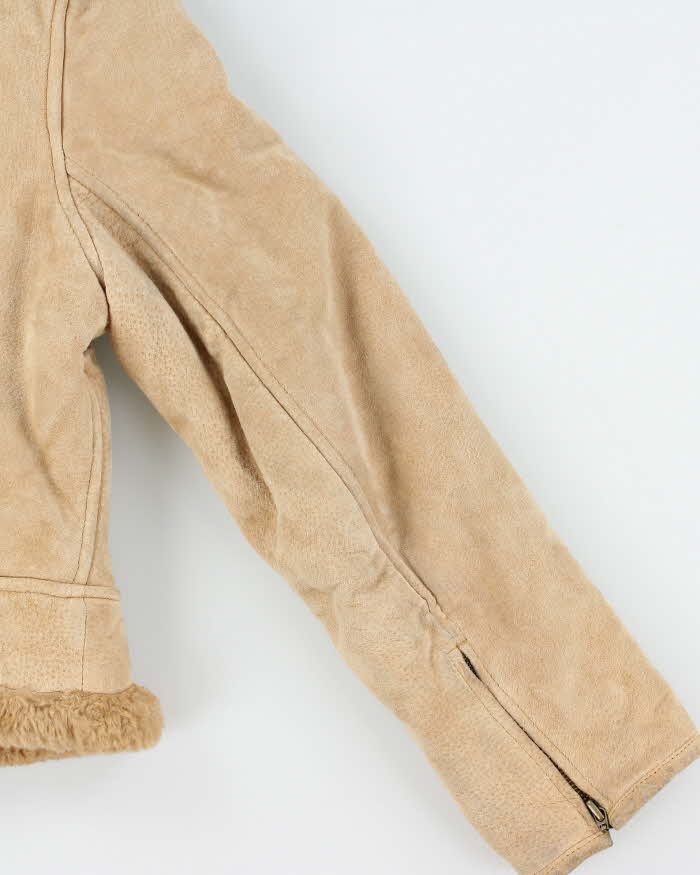 Vintage 00s Daniel Hechter Suede Cropped Faux Fur Jacket - M