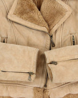 Vintage 00s Daniel Hechter Suede Cropped Faux Fur Jacket - M