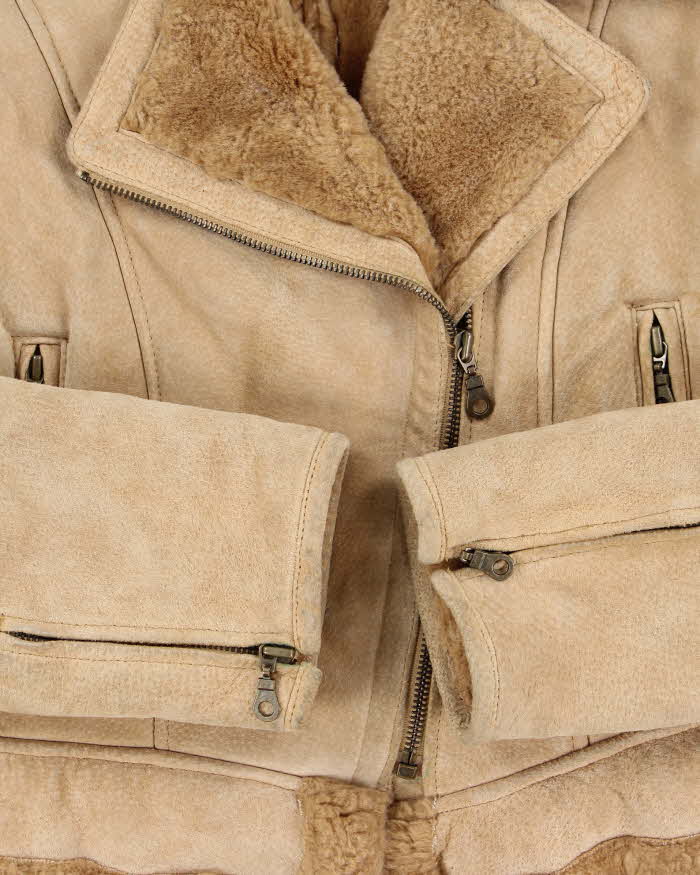 Vintage 00s Daniel Hechter Suede Cropped Faux Fur Jacket - M