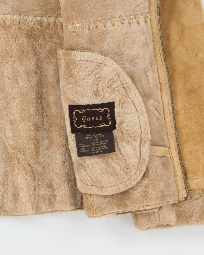 Vintage 00s Guess Suede Faux Fur Lined Jacket - L