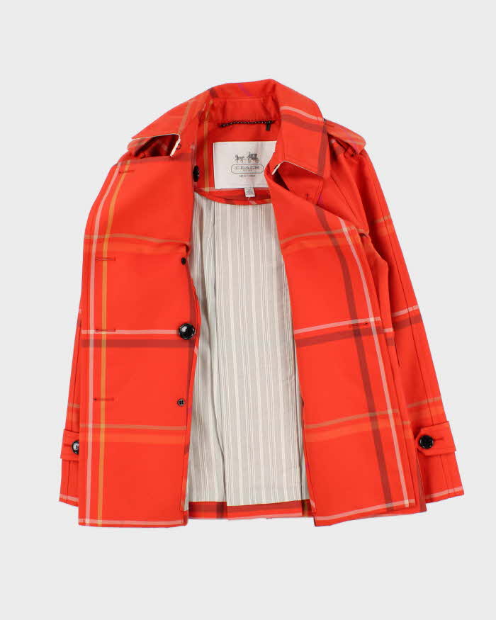 Vintage Coach Check Short Trench Jacket - S