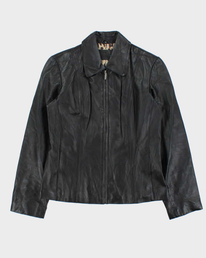 Vintage Y2k 00s Passports Leopard Print Lined Leather Jacket - M