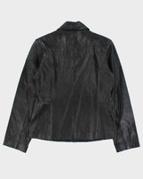 Vintage Y2k 00s Passports Leopard Print Lined Leather Jacket - M