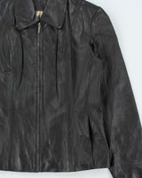 Vintage Y2k 00s Passports Leopard Print Lined Leather Jacket - M