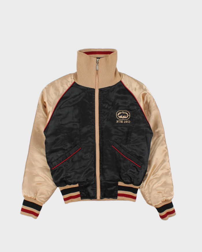 Vintage Y2K 00s Ecko Red Funnel Neck Satin Bomber Jacket - S