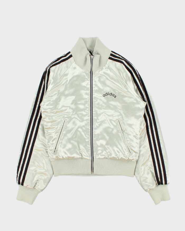 Vintage Y2K 00s Adidas Originals Quilted Satin Funnel Neck Women's Bomber Jacket - L