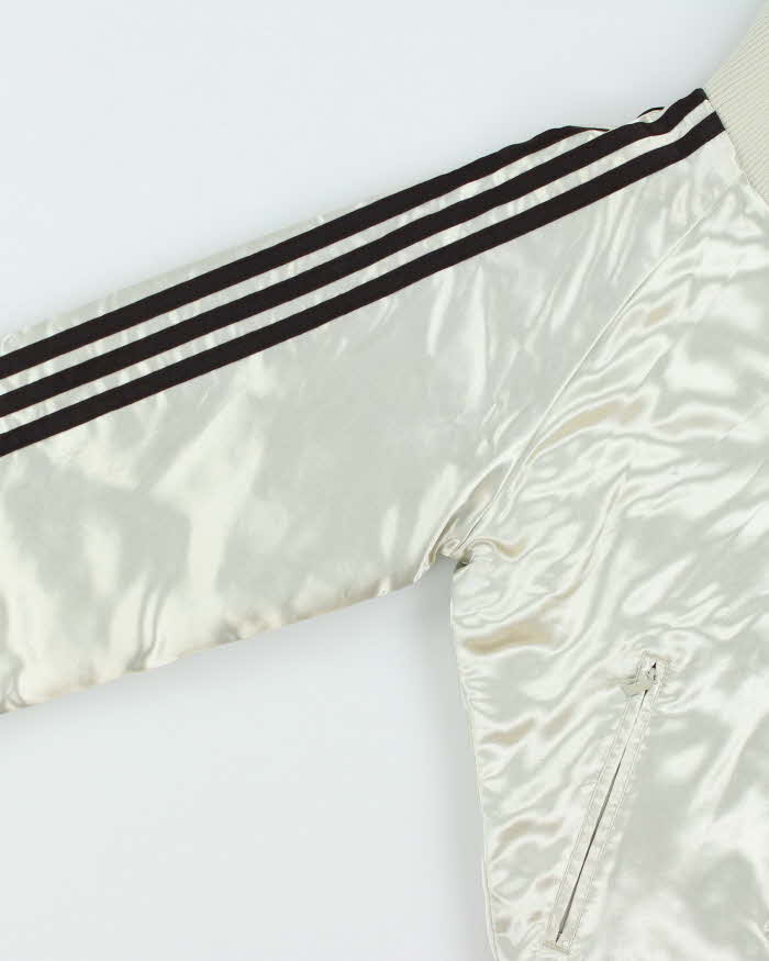 Vintage Y2K 00s Adidas Originals Quilted Satin Funnel Neck Women's Bomber Jacket - L