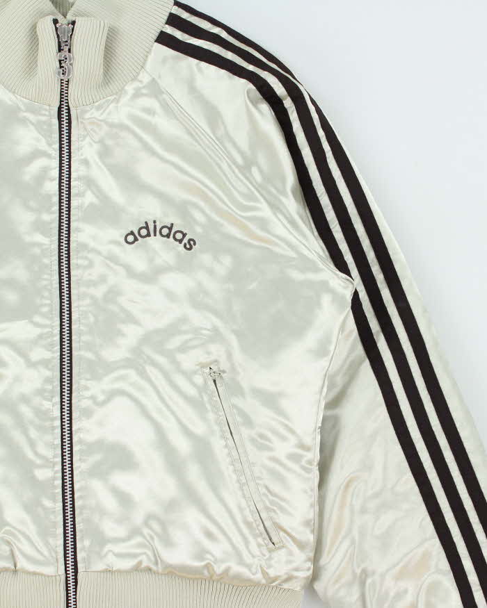 Vintage Y2K 00s Adidas Originals Quilted Satin Funnel Neck Women's Bomber Jacket - L