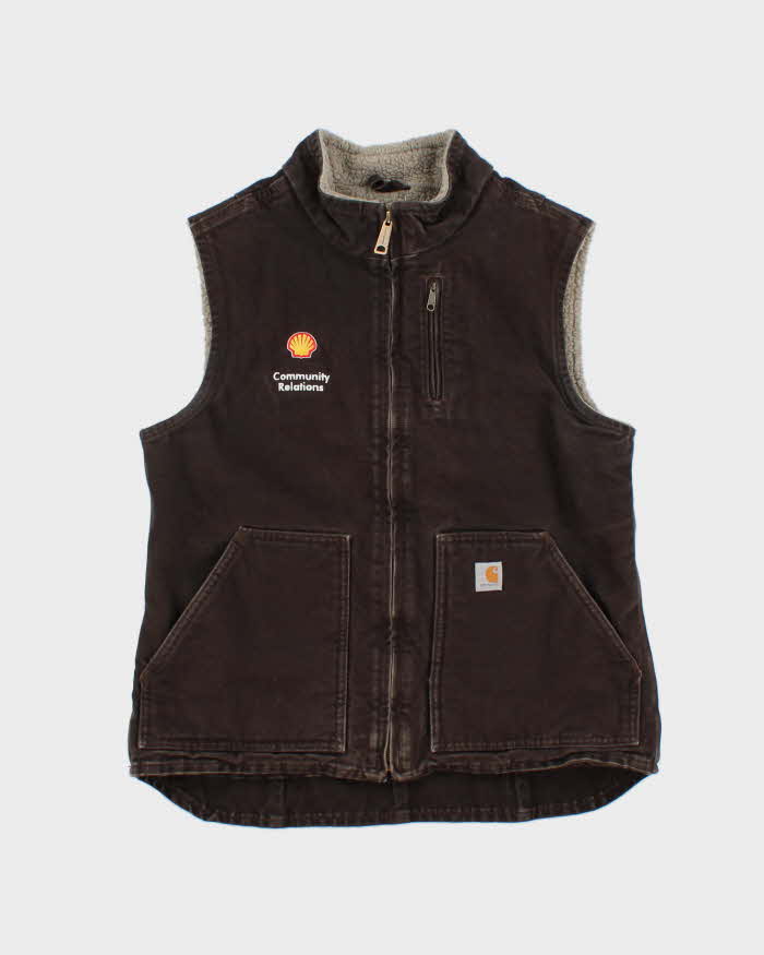 Vintage Carhartt Sherpa Lined Sandstone Canvas Women's Workwear Gilet - M