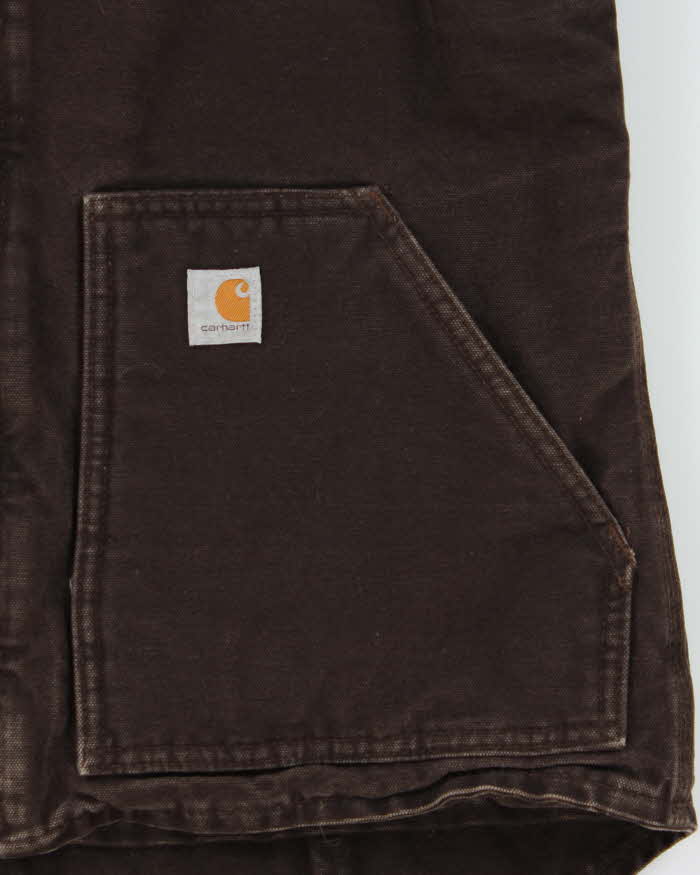Vintage Carhartt Sherpa Lined Sandstone Canvas Women's Workwear Gilet - M