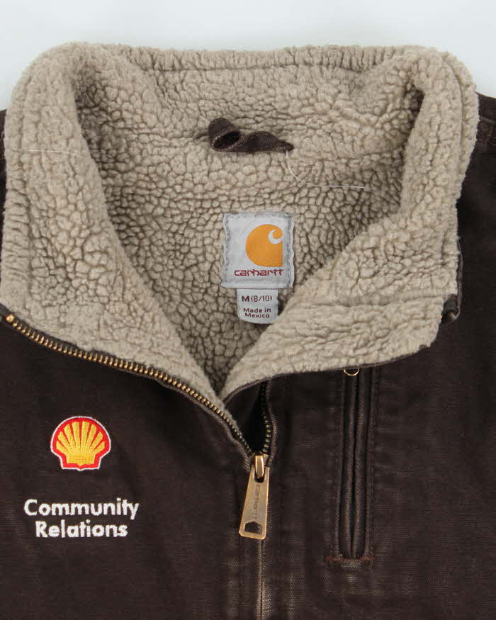 Vintage Carhartt Sherpa Lined Sandstone Canvas Women's Workwear Gilet - M