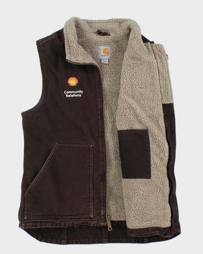 Vintage Carhartt Sherpa Lined Sandstone Canvas Women's Workwear Gilet - M