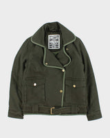 Vintage Zadig &amp; Voltaire Kawa Quilt Lined Khaki Canvas Biker Jacket - S