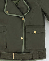 Vintage Zadig &amp; Voltaire Kawa Quilt Lined Khaki Canvas Biker Jacket - S