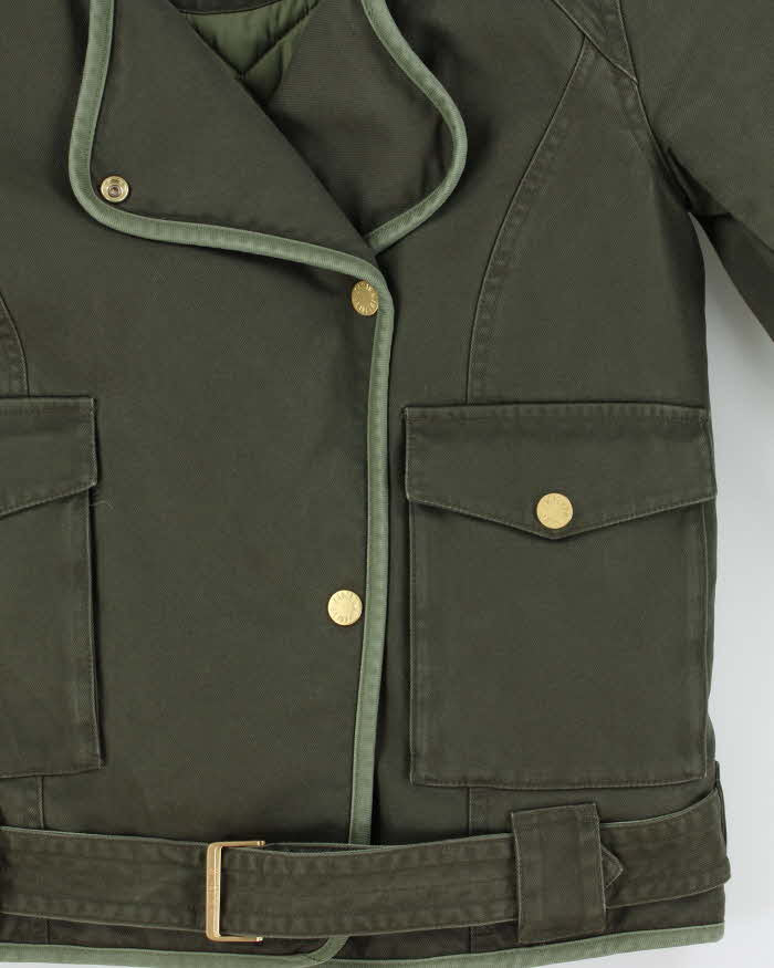 Vintage Zadig & Voltaire Kawa Quilt Lined Khaki Canvas Biker Jacket - S