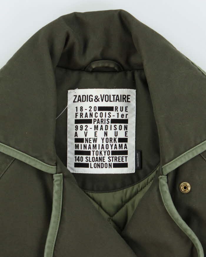 Vintage Zadig & Voltaire Kawa Quilt Lined Khaki Canvas Biker Jacket - S