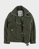 Vintage Zadig &amp; Voltaire Kawa Quilt Lined Khaki Canvas Biker Jacket - S