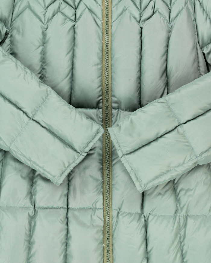 Vintage 1970s Khaki Goose Down Faux Fur Women's Hooded Puffer Parka - XL