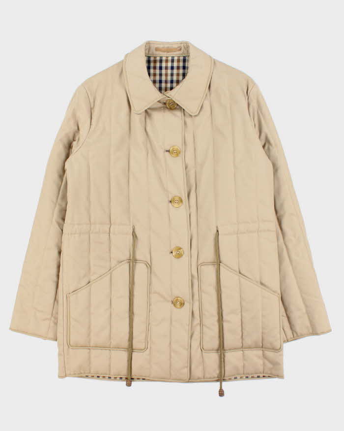 Vintage 1990s Aquascutum Women's Quilted Showerproof House Check Lined Jacket - M