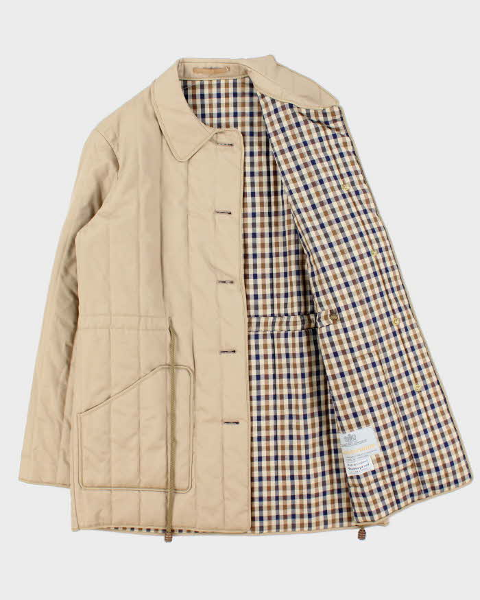 Vintage 1990s Aquascutum Women's Quilted Showerproof House Check Lined Jacket - M