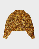 Vintage 90s K2 Leopard Print Eyelet Detail Cropped Denim Jacket - S